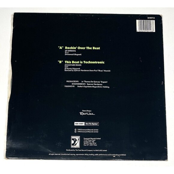 Rockin' Over The Beat by Technotronic Ya Kid K (1990, Vinyl, SYRT14) Tested VG - Picture 5 of 5